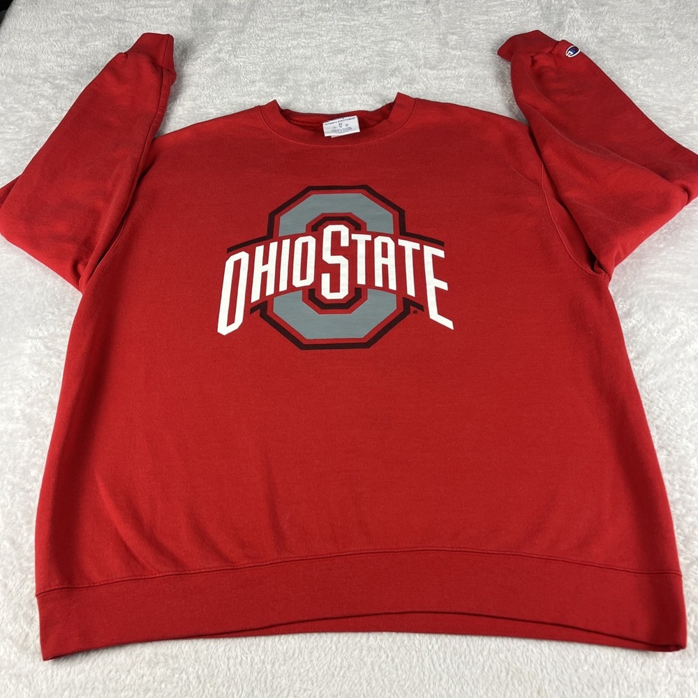 Champion Sweatshirt Mens XL Red Excellent Ohio State Buckeyes Crewneck Pullover